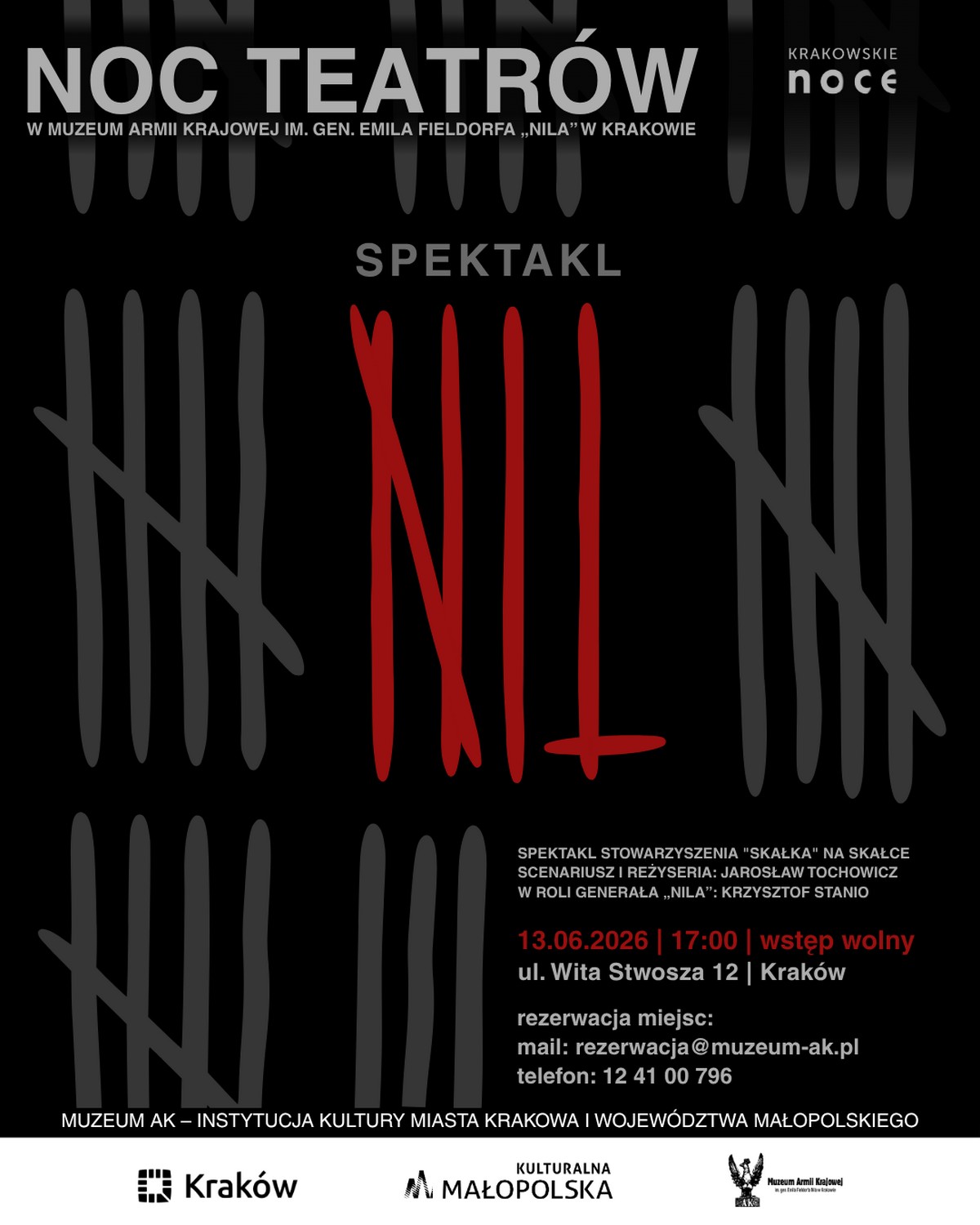 Plakat: Noc Teatrów w Muzeum Armii Krajowej