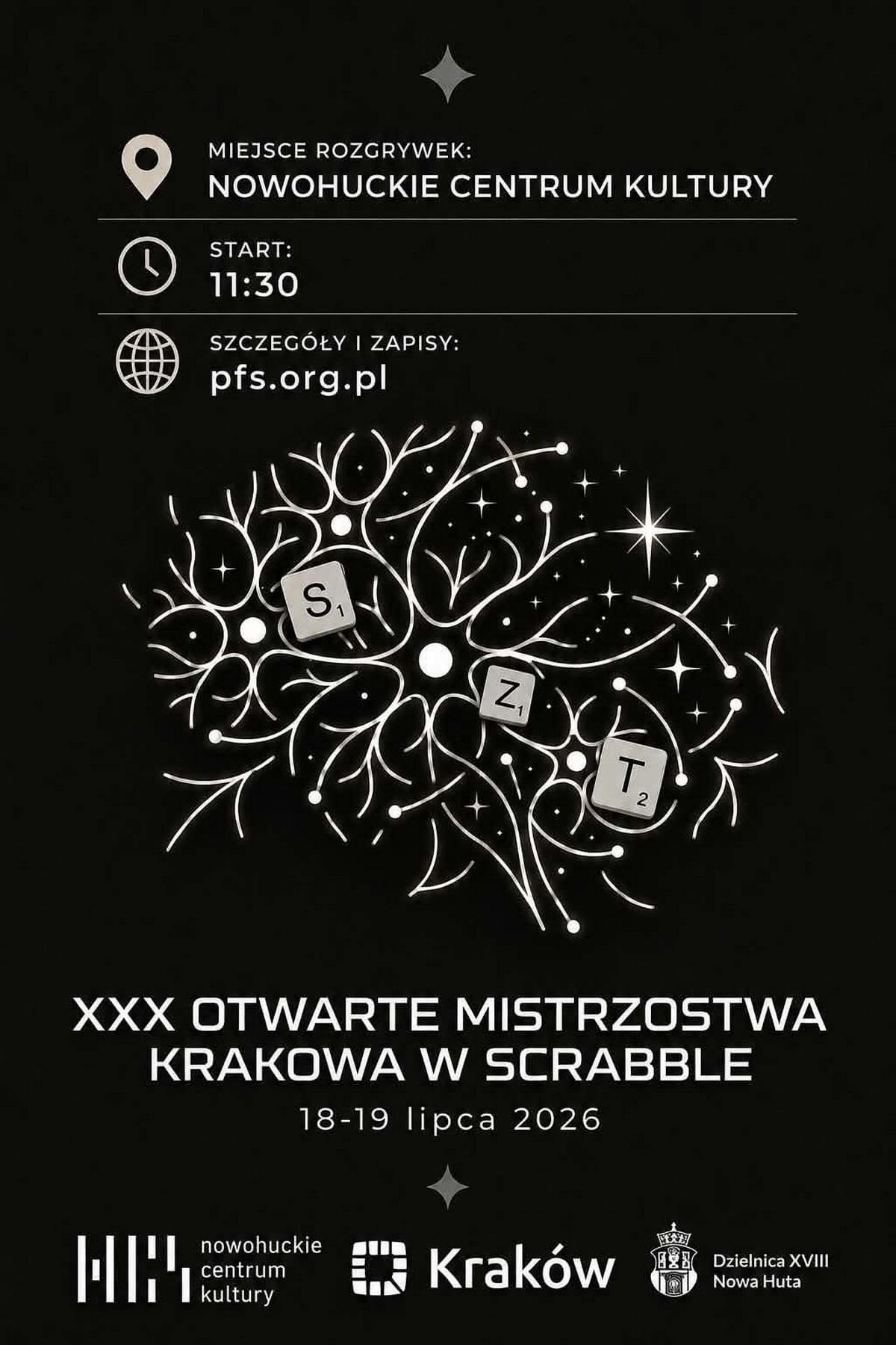 Plakat: XXX Otwarte mistrzostwa Krakowa w scrabble