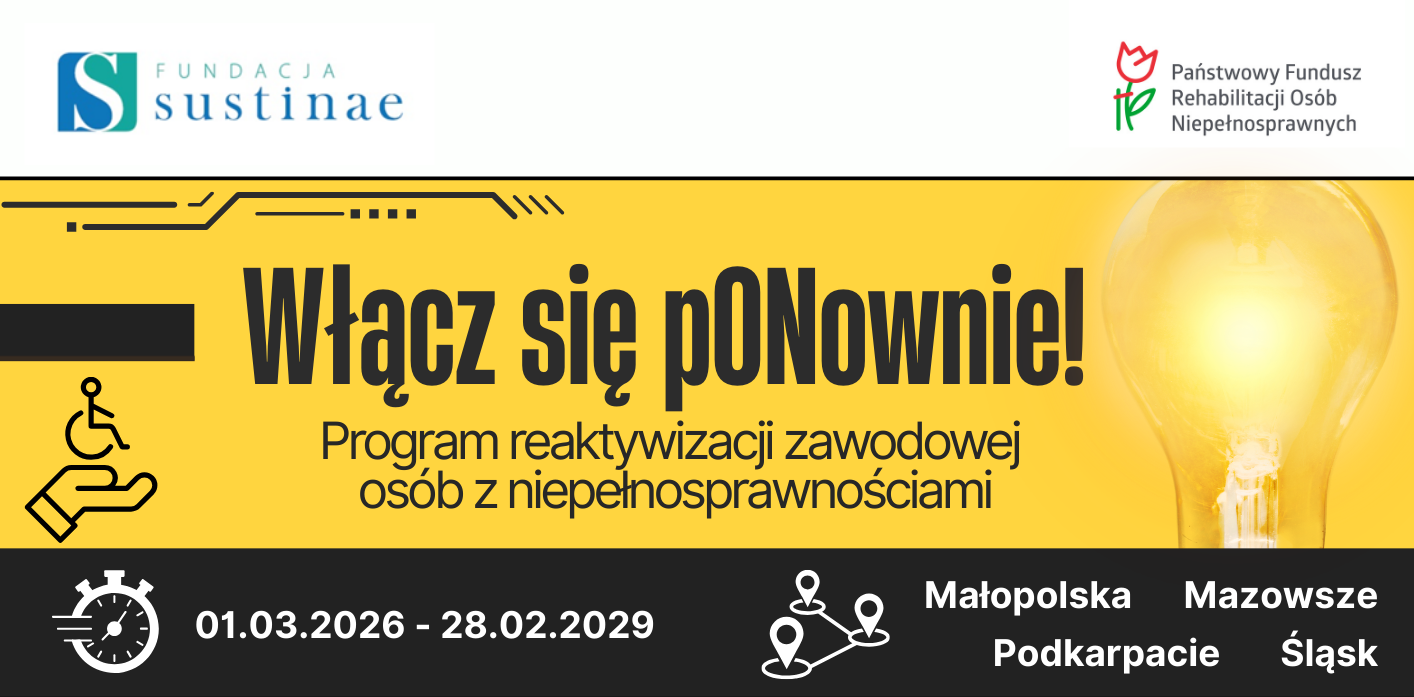 Wycinek plakatu: Program reaktywizacji zawodowej osób z niepełnosprawnościami