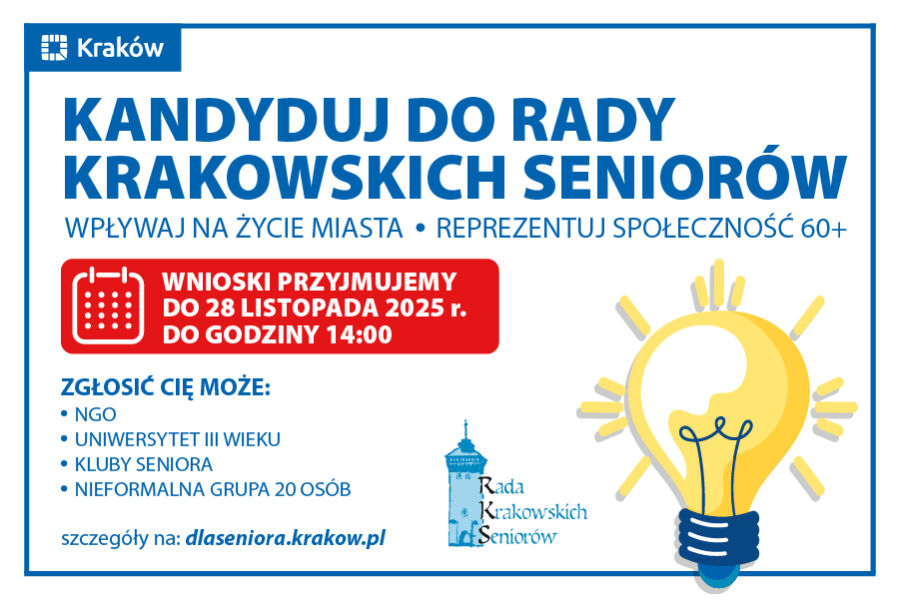 Dołącz do Rady Krakowskich Seniorów V kadencji – zaangażuj doświadczenie, które zainspiruje Miasto